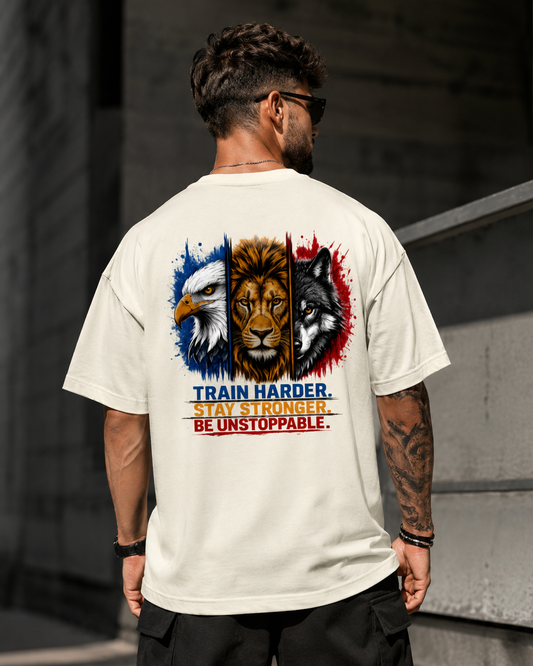 Train Harder. Stay Stronger. Be Unstoppable. – Unisex Oversized Classic T-Shirt