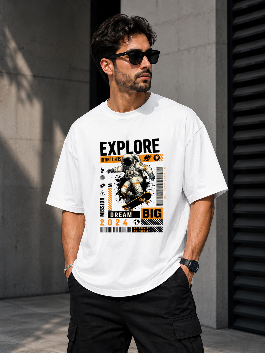 Explore Beyond Limits – Unisex Oversized Classic T-Shirt 🚀