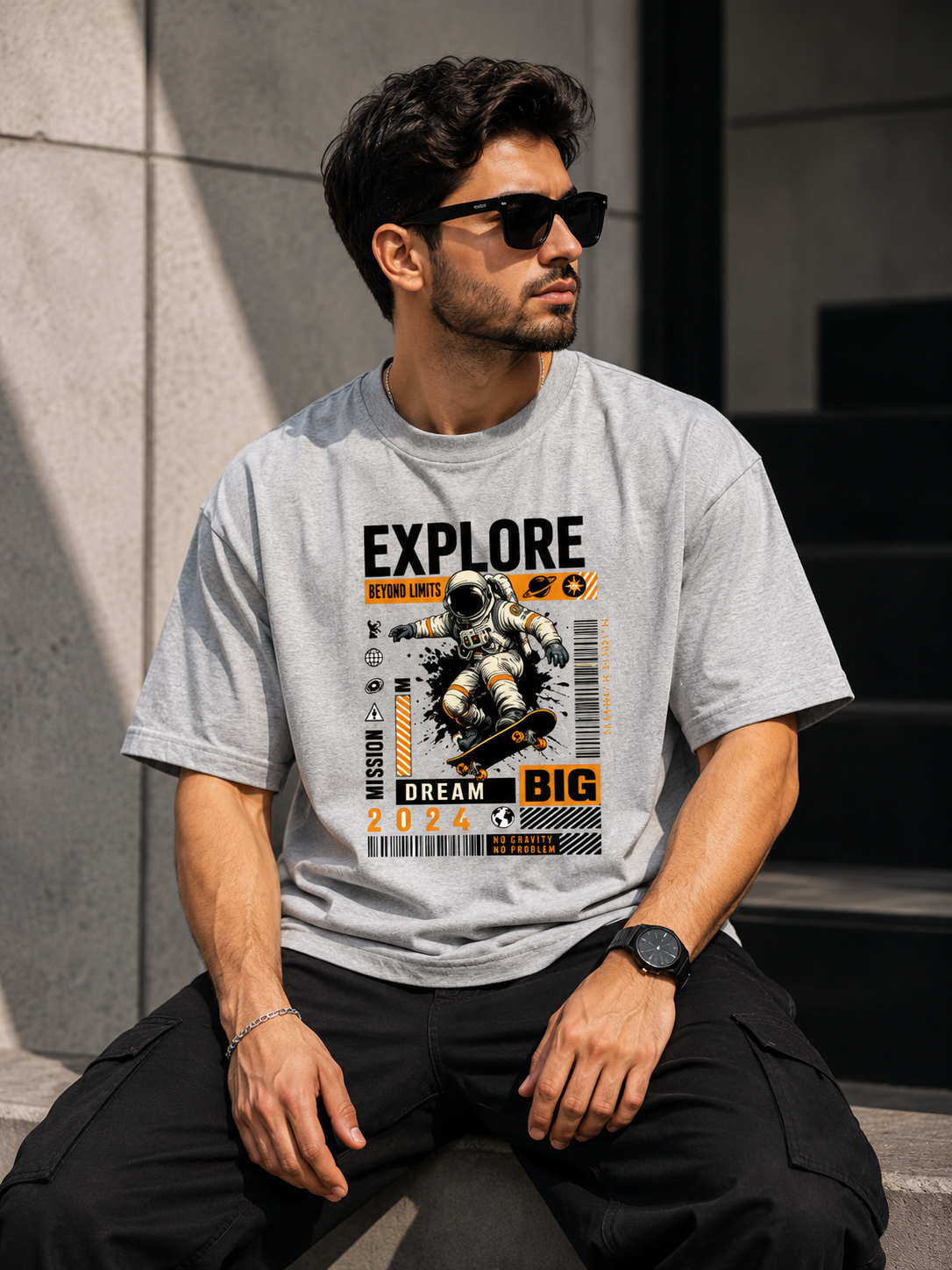 Explore Beyond Limits – Unisex Oversized Classic T-Shirt 🚀