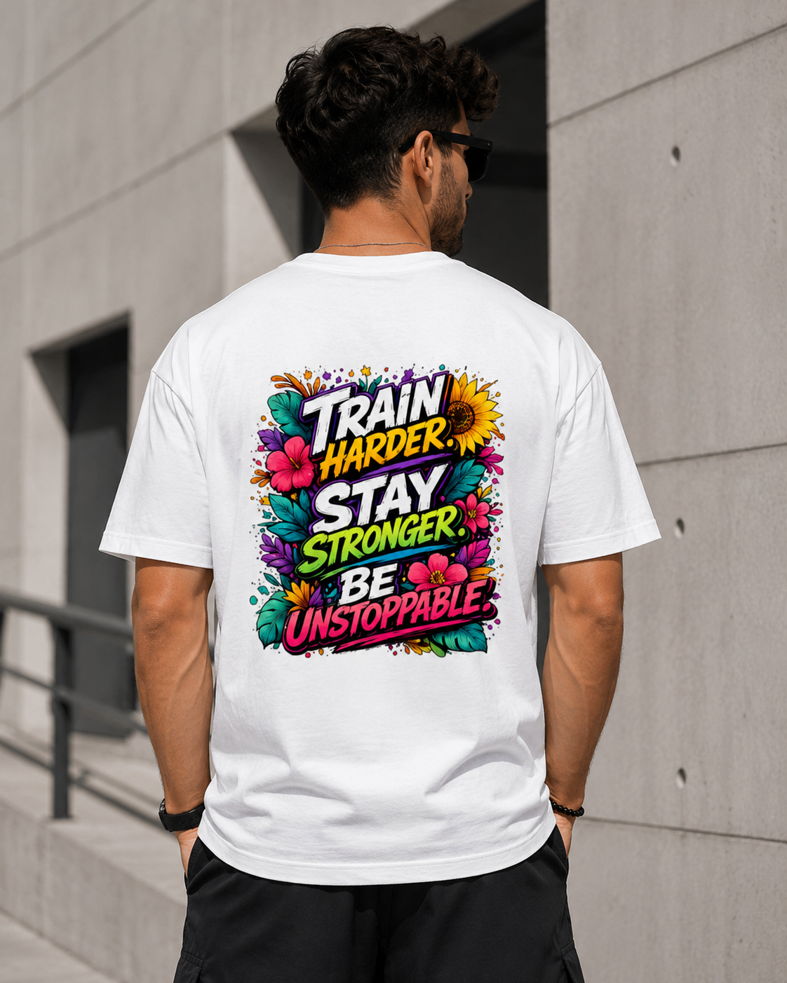 Train Harder. Stay Stronger. Be Unstoppable. – Premium Motivational Graphic T-Shirt