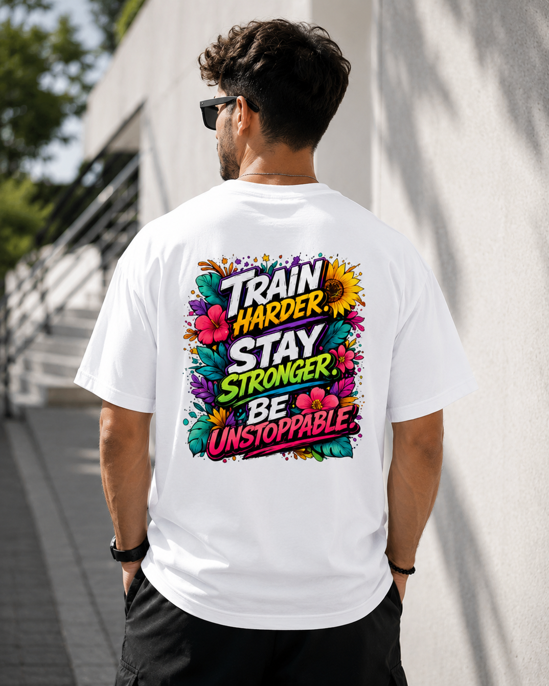 Train Harder. Stay Stronger. Be Unstoppable. – Premium Motivational Graphic T-Shirt