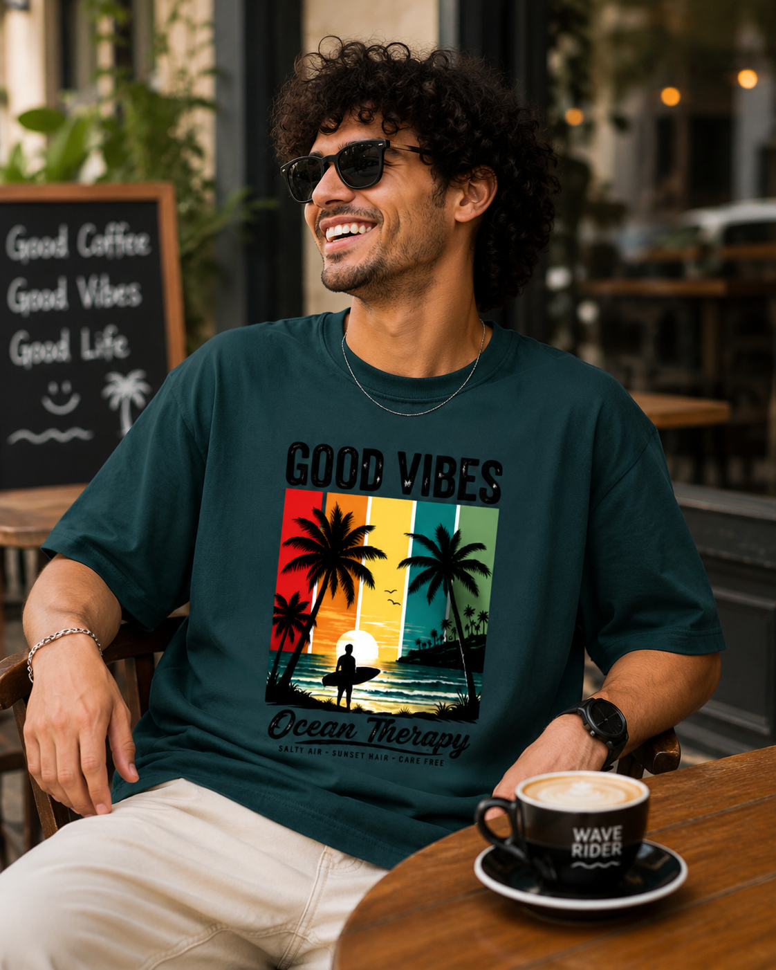 Good Vibes Ocean Therapy Printed – Unisex Oversized Classic T-Shirt