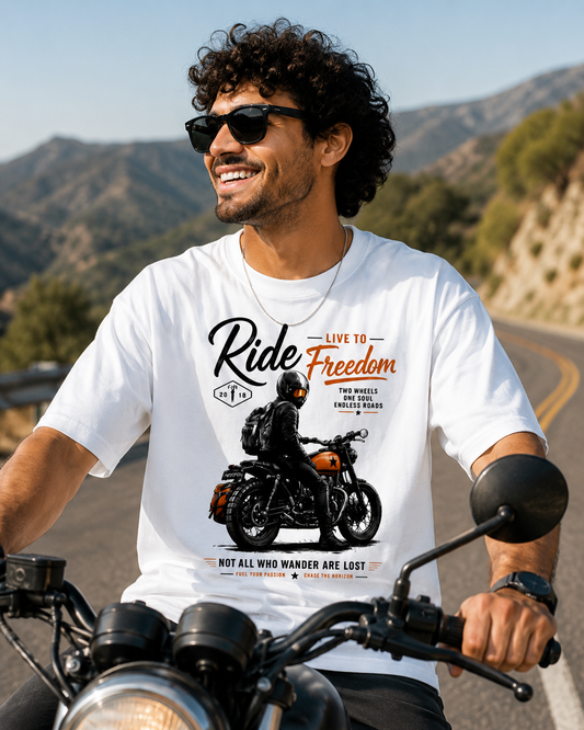 Ride Live to Freedom Printed – Unisex Oversized Classic T-Shirt