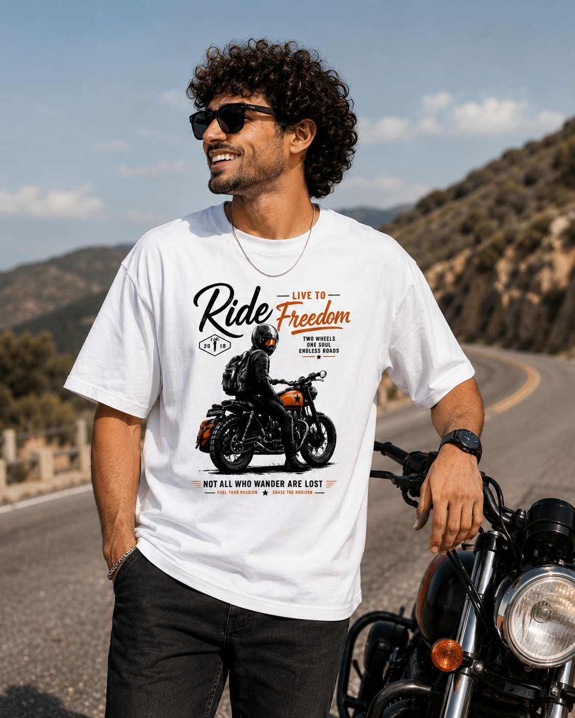 Ride Live to Freedom Printed – Unisex Oversized Classic T-Shirt