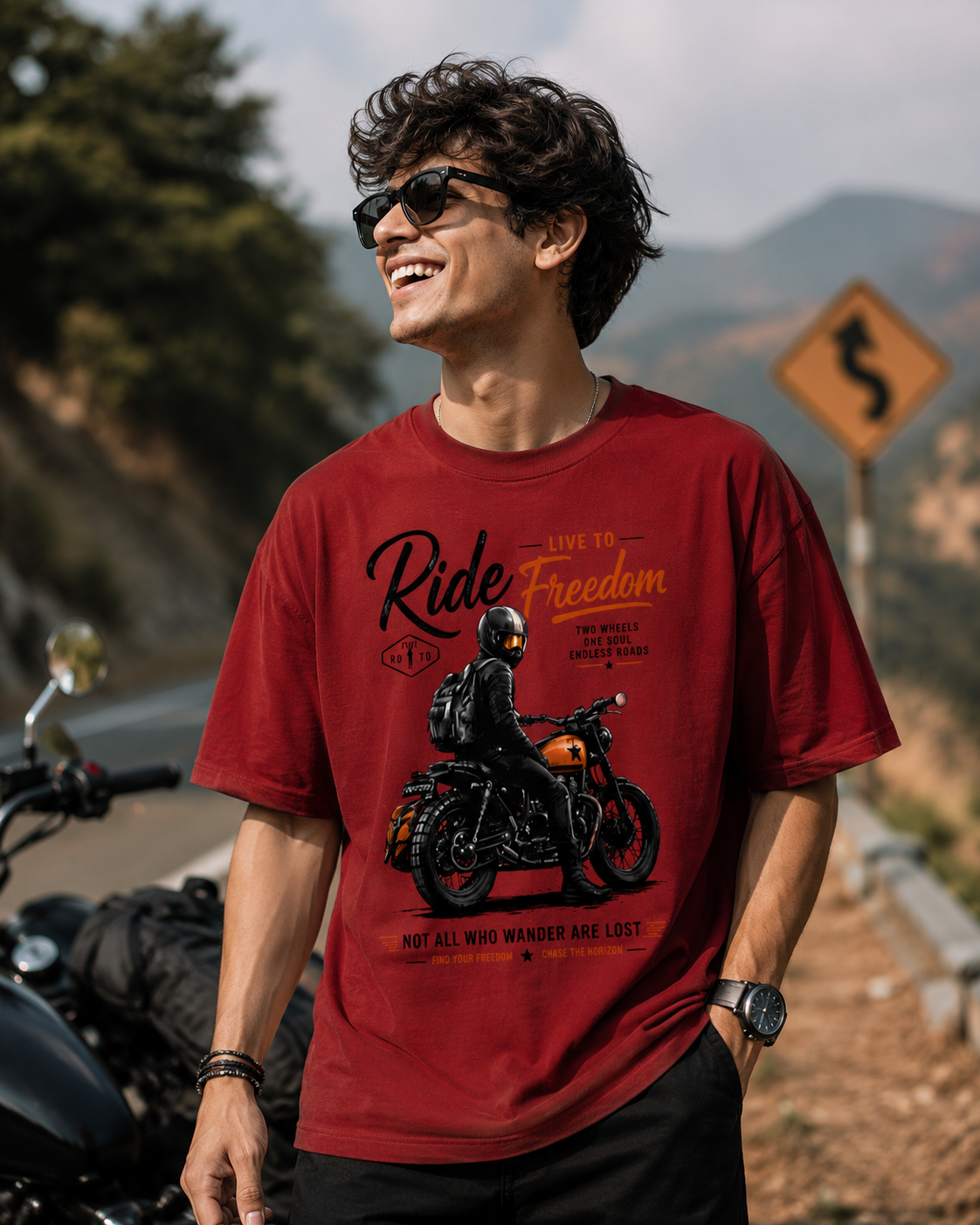 Ride Live to Freedom Printed – Unisex Oversized Classic T-Shirt