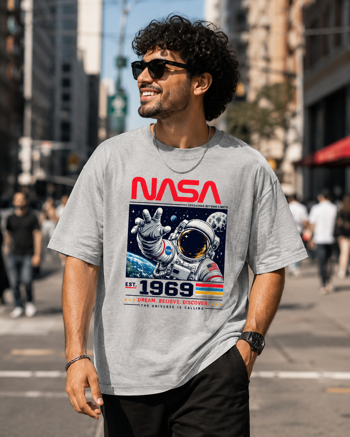 NASA Inspired Spacemen Printed – Unisex Oversized Classic T-Shirt