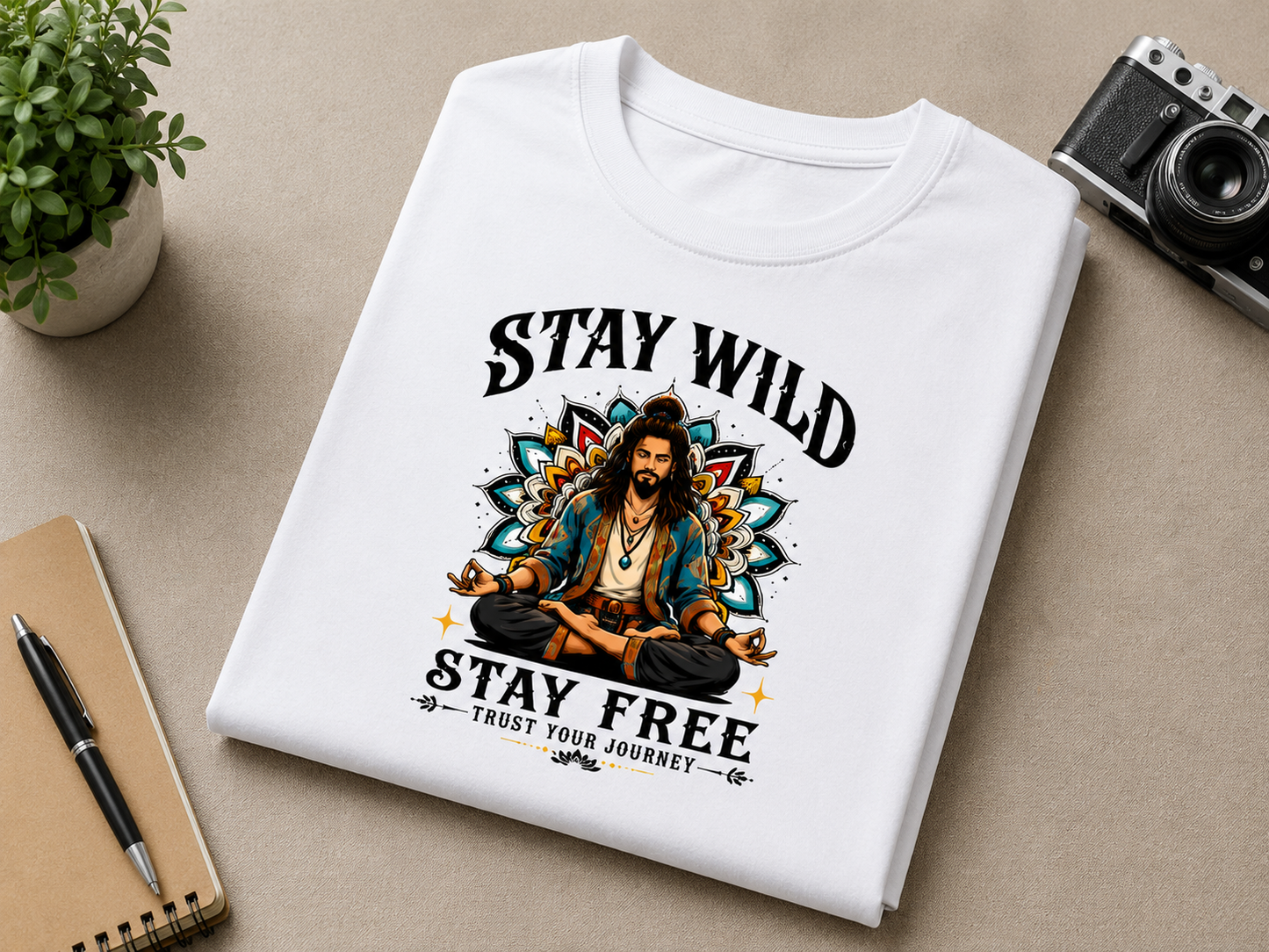 Stay Wild With Yoga Men | Unisex Standard Crew T-Shirt | 100% Cotton 180 GSM